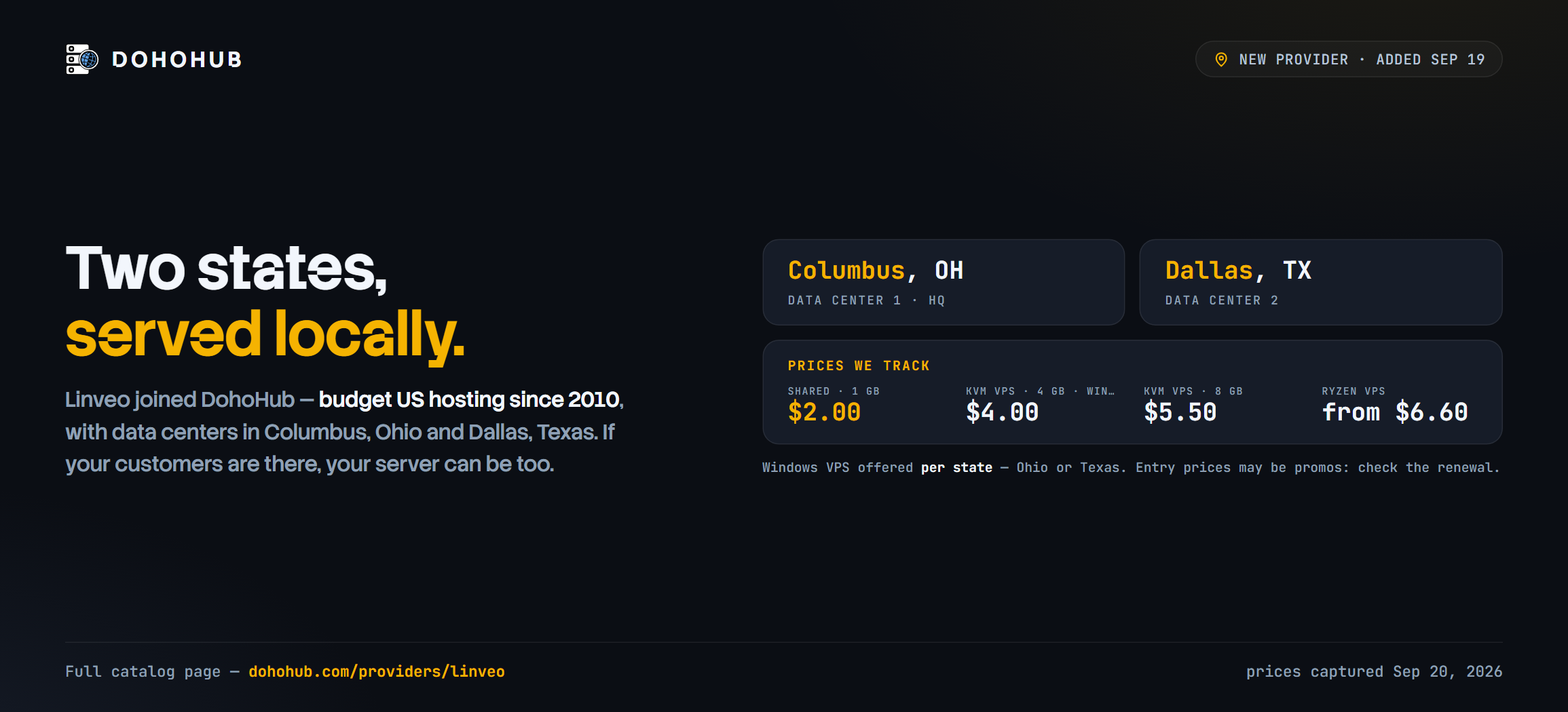 Linveo joins DohoHub: US hosting with data centers in Ohio and Texas