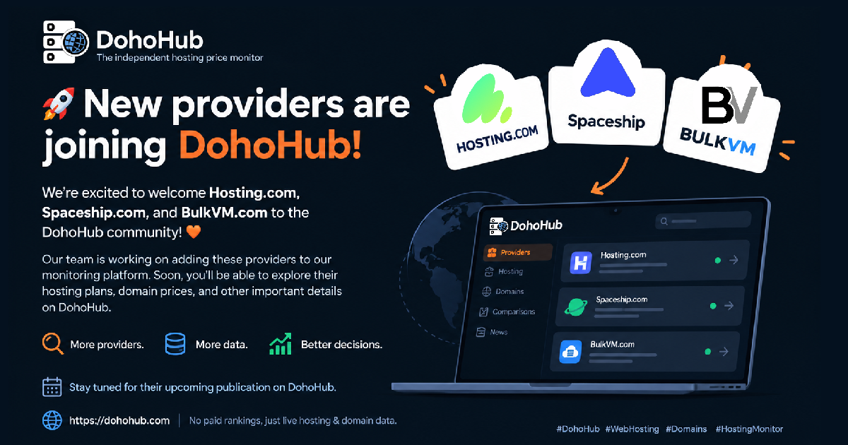New Hosting Providers Are Joining DohoHub!